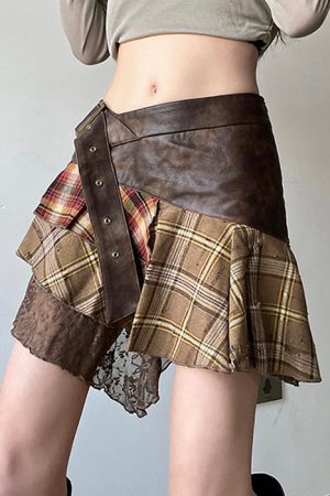 Cute Everyday Outfits, Outfit Inspo Casual Patchwork Asymmetrical Mini Skirt