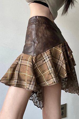 Cute Everyday Outfits, Outfit Inspo Casual Patchwork Asymmetrical Mini Skirt