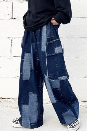 Cute Everyday Outfits, Outfit Inspo Casual Patchwork Baggy Jeans