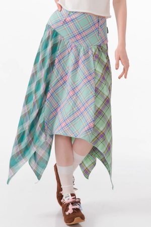 Cute Everyday Outfits, Outfit Inspo Casual Patchwork Midi Plaid Skirt