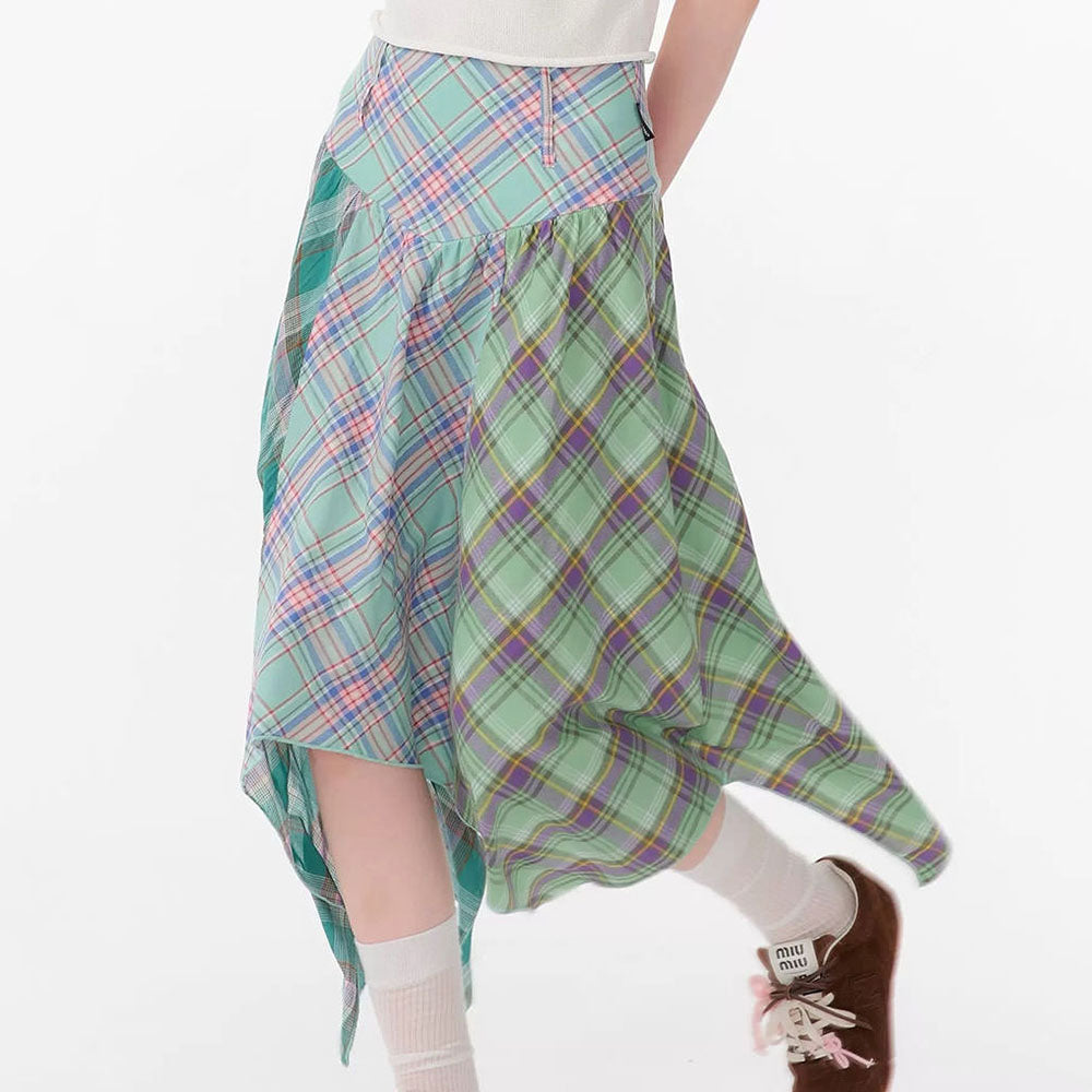 Cute Everyday Outfits, Outfit Inspo Casual Patchwork Midi Plaid Skirt
