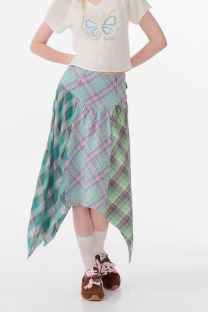 Cute Everyday Outfits, Outfit Inspo Casual Patchwork Midi Plaid Skirt