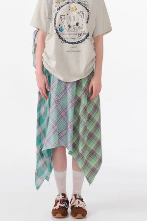 Cute Everyday Outfits, Outfit Inspo Casual Patchwork Midi Plaid Skirt