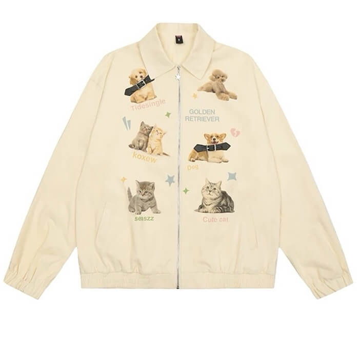 Cute Everyday Outfits, Outfit Inspo Casual Paws Pet Graphic Jacket Cute Everyday Outfits, Outfit Inspo Casual Paws Pet Graphic Jacket