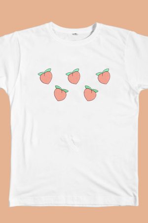 Cute Everyday Outfits, Outfit Inspo Casual Peaches Embroidered Tee