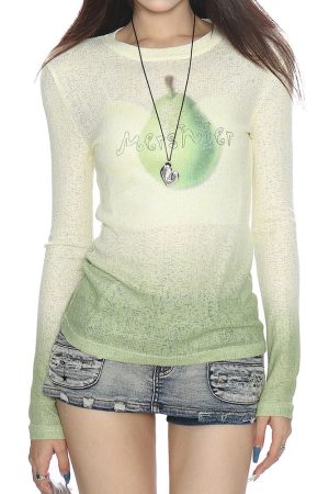 Cute Everyday Outfits, Outfit Inspo Casual Pear Gradient Knit Top