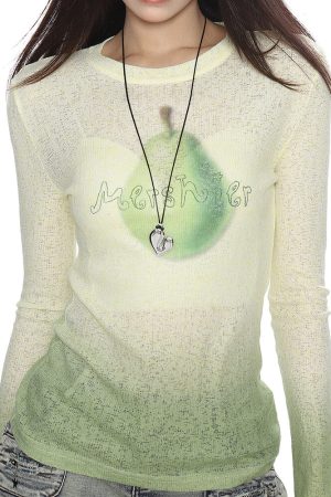 Cute Everyday Outfits, Outfit Inspo Casual Pear Gradient Knit Top