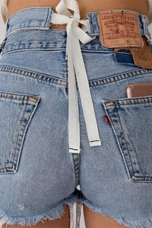 Cute Everyday Outfits, Outfit Inspo Casual Permanent Vacation Bow Tie Denim Shorts