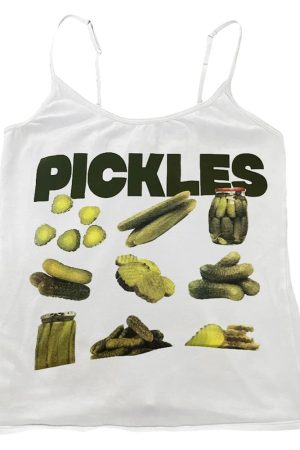 Cute Everyday Outfits, Outfit Inspo Casual Pickles Print Aesthetic Tank Top