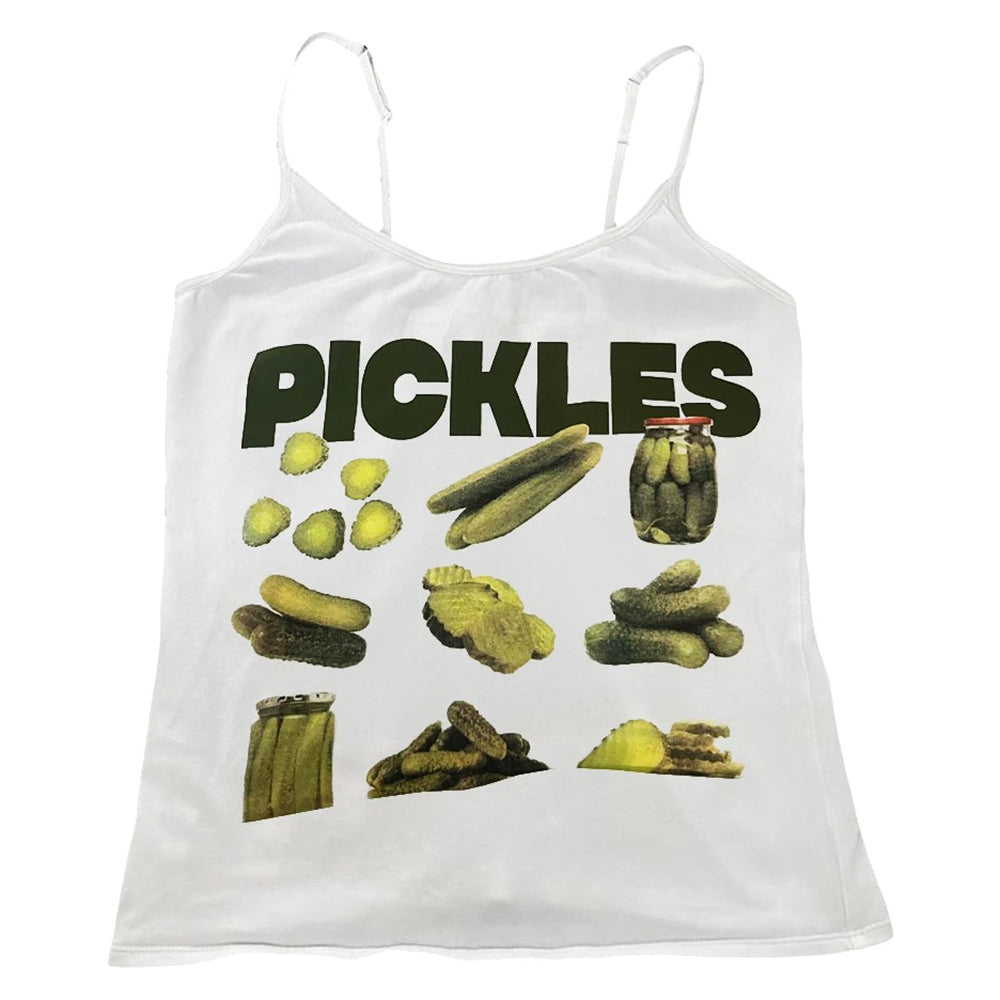 Cute Everyday Outfits, Outfit Inspo Casual Pickles Print Aesthetic Tank Top