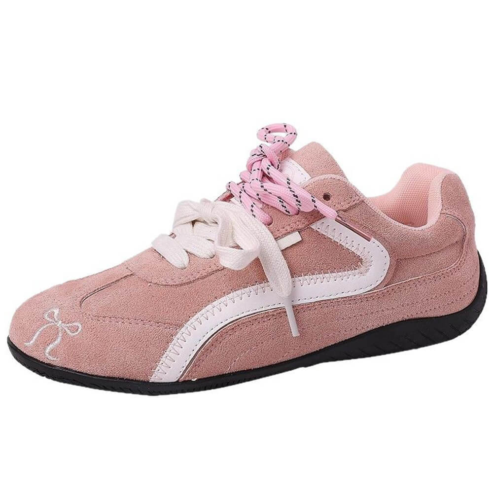 Cute Everyday Outfits, Outfit Inspo Casual Pink Bow Embroidery Sneakers