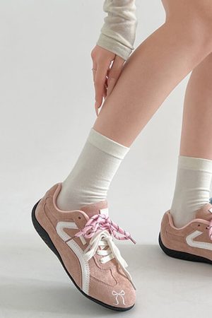 Cute Everyday Outfits, Outfit Inspo Casual Pink Bow Embroidery Sneakers