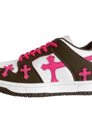 Cute Everyday Outfits, Outfit Inspo Casual Pink & Brown Cross Sneakers