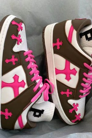 Cute Everyday Outfits, Outfit Inspo Casual Pink & Brown Cross Sneakers