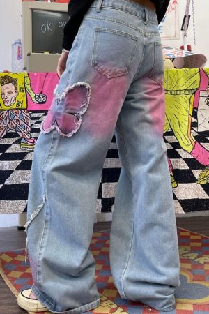 Cute Everyday Outfits, Outfit Inspo Casual Pink Butterfly Wide Leg Jeans