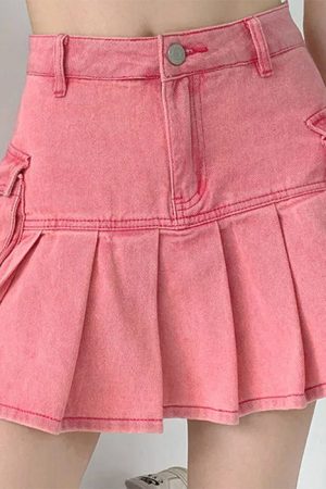 Cute Everyday Outfits, Outfit Inspo Casual Pink Denim Cargo Mini Skirt