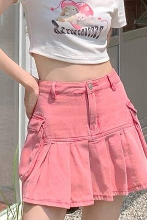 Cute Everyday Outfits, Outfit Inspo Casual Pink Denim Cargo Mini Skirt