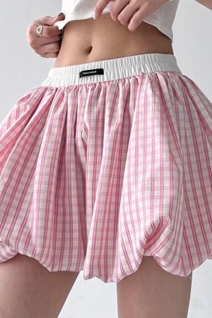 Cute Everyday Outfits, Outfit Inspo Casual Pink Gingham Balloon Skirt
