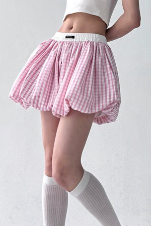 Cute Everyday Outfits, Outfit Inspo Casual Pink Gingham Balloon Skirt