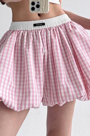 Cute Everyday Outfits, Outfit Inspo Casual Pink Gingham Balloon Skirt