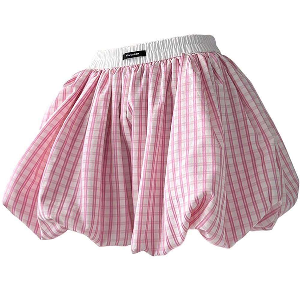 Cute Everyday Outfits, Outfit Inspo Casual Pink Gingham Balloon Skirt