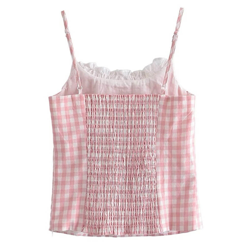 Cute Everyday Outfits, Outfit Inspo Casual Pink Gingham Lace Trim Cami Top Cute Everyday Outfits, Outfit Inspo Casual Pink Gingham Lace Trim Cami Top