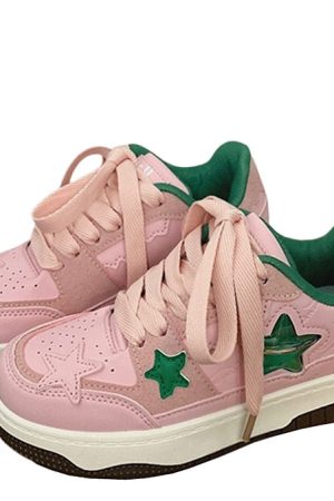 Cute Everyday Outfits, Outfit Inspo Casual Pink & Green Aesthetic Star Sneakers