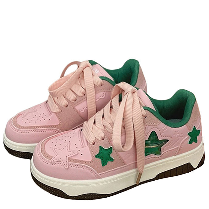 Cute Everyday Outfits, Outfit Inspo Casual Pink & Green Aesthetic Star Sneakers