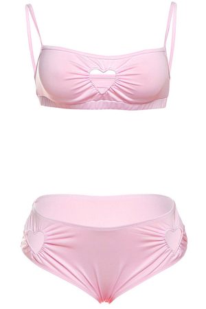 Cute Everyday Outfits, Outfit Inspo Casual Pink Heart Cutout Lingerie Set