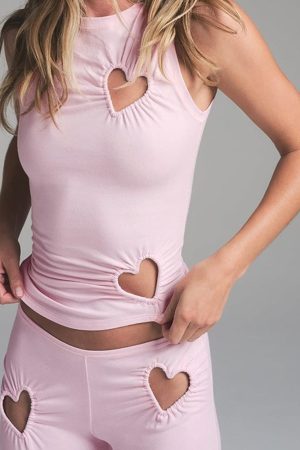 Cute Everyday Outfits, Outfit Inspo Casual Pink Heart Cutout Set