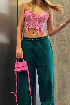 Cute Everyday Outfits, Outfit Inspo Casual Pink Lace Mesh Top
