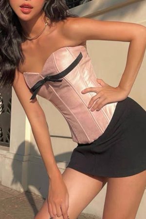 Cute Everyday Outfits, Outfit Inspo Casual Pink Satin Bow Corset