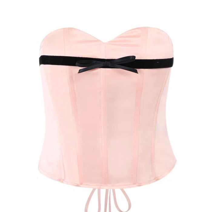 Cute Everyday Outfits, Outfit Inspo Casual Pink Satin Bow Corset Cute Everyday Outfits, Outfit Inspo Casual Pink Satin Bow Corset