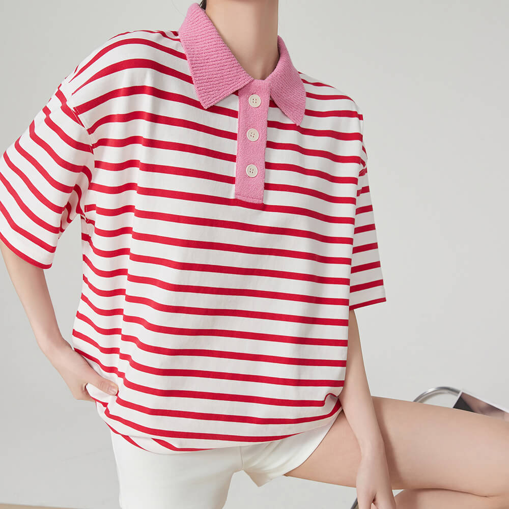 Cute Everyday Outfits, Outfit Inspo Casual Pink Stripe Skater Polo Shirt Cute Everyday Outfits, Outfit Inspo Casual Pink Stripe Skater Polo Shirt