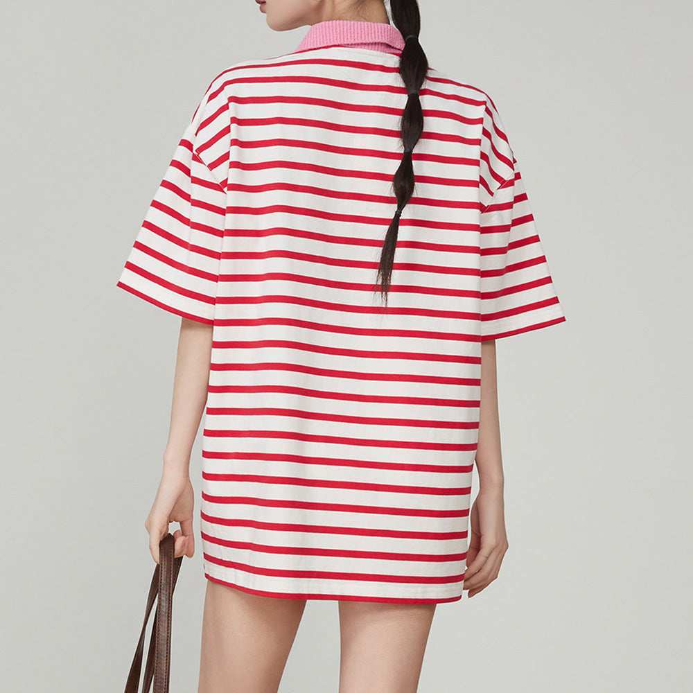 Cute Everyday Outfits, Outfit Inspo Casual Pink Stripe Skater Polo Shirt Cute Everyday Outfits, Outfit Inspo Casual Pink Stripe Skater Polo Shirt