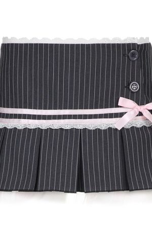 Cute Everyday Outfits, Outfit Inspo Casual Pinstripe Coquette Micro-Mini Skirt