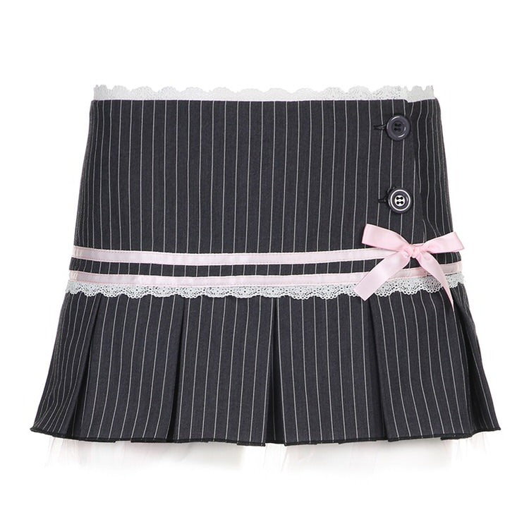 Cute Everyday Outfits, Outfit Inspo Casual Pinstripe Coquette Micro-Mini Skirt
