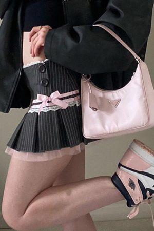 Cute Everyday Outfits, Outfit Inspo Casual Pinstripe Coquette Micro-Mini Skirt