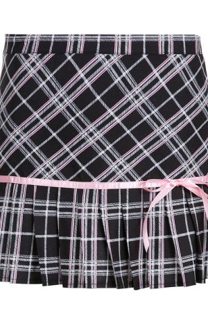 Cute Everyday Outfits, Outfit Inspo Casual Plaid Coquette Ribbon Mini Skirt