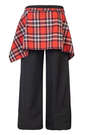 Cute Everyday Outfits, Outfit Inspo Casual Plaid Shirt-Tied Baggy Trousers
