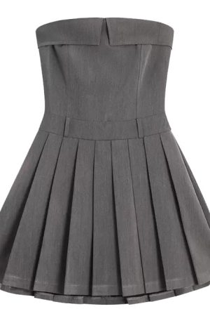 Cute Everyday Outfits, Outfit Inspo Casual Pleated Mini Dress in Grey