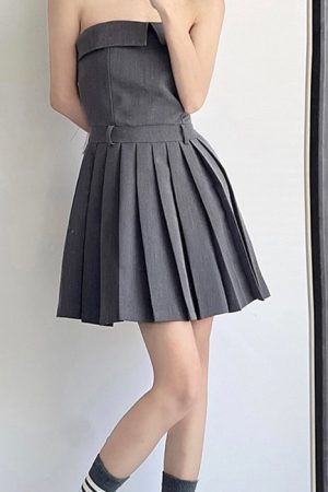 Cute Everyday Outfits, Outfit Inspo Casual Pleated Mini Dress in Grey