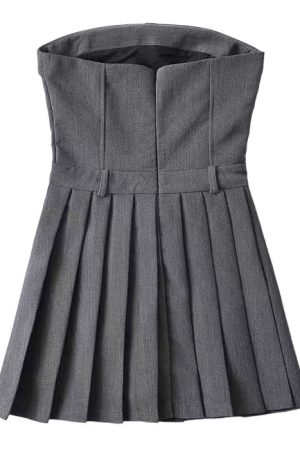 Cute Everyday Outfits, Outfit Inspo Casual Pleated Mini Dress in Grey