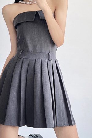 Cute Everyday Outfits, Outfit Inspo Casual Pleated Mini Dress in Grey
