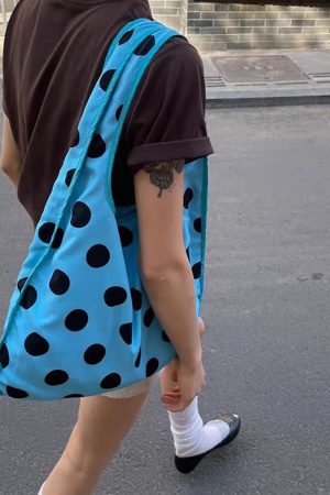 Cute Everyday Outfits, Outfit Inspo Casual Polka Dot Reversible Tote Bag