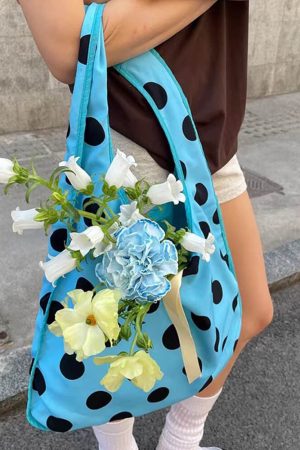 Cute Everyday Outfits, Outfit Inspo Casual Polka Dot Reversible Tote Bag