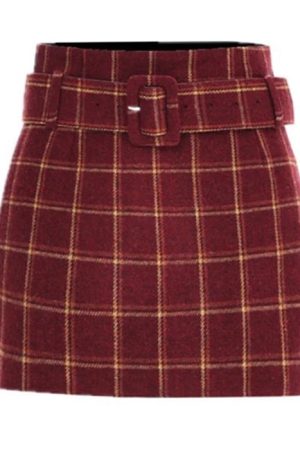 Cute Everyday Outfits, Outfit Inspo Casual Pop Of Red Plaid Skirt