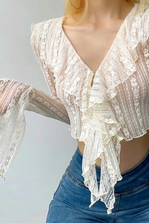Cute Everyday Outfits, Outfit Inspo Casual Portrait Mode Ruffle Lace Top