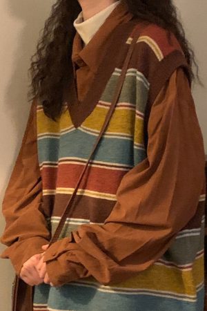 Cute Everyday Outfits, Outfit Inspo Casual Prep School Striped Knit Vest