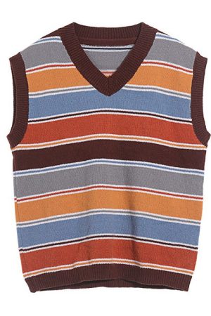 Cute Everyday Outfits, Outfit Inspo Casual Prep School Striped Knit Vest